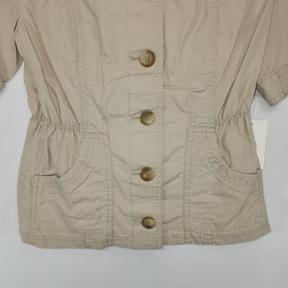 NWT Caslan Short Sleeve Beige Safari Style Jacket Size XS - Picture 4 of 6
